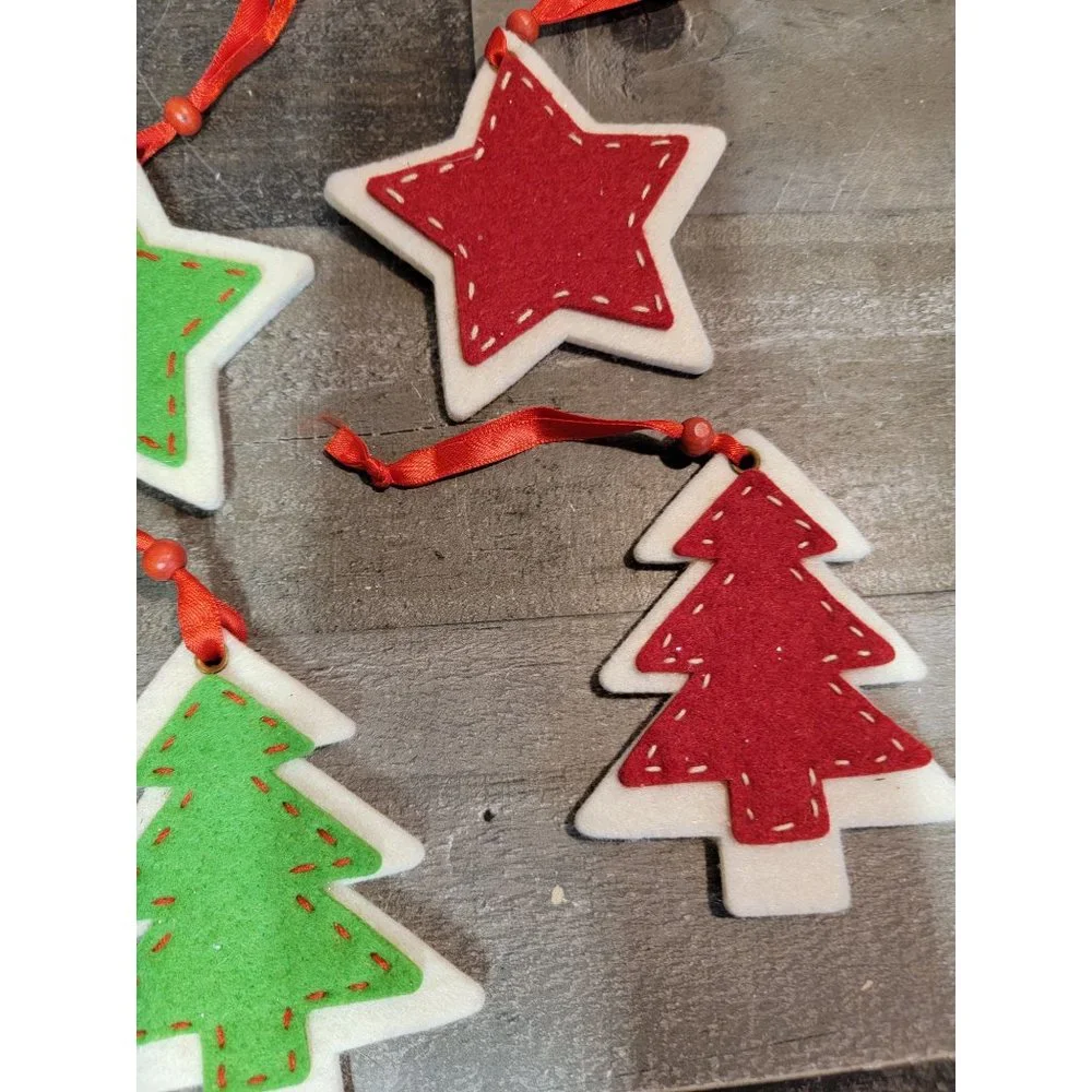 Felt star tree‎ red green xmas ornament set